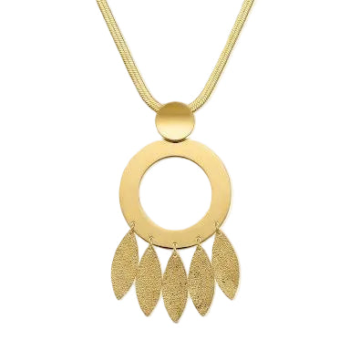 Circular Necklace with Five Textured Leaf Charms