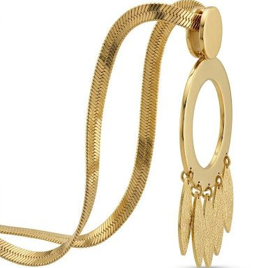 Circular Necklace with Five Textured Leaf Charms