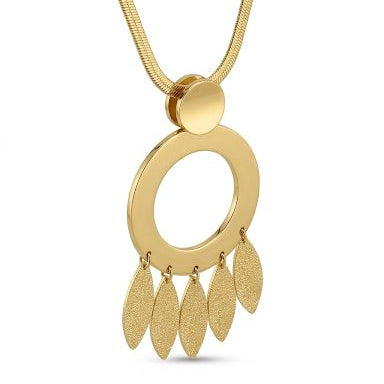 Circular Necklace with Five Textured Leaf Charms