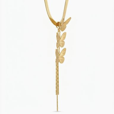 Triple Butterfly Snake Chain Necklace
