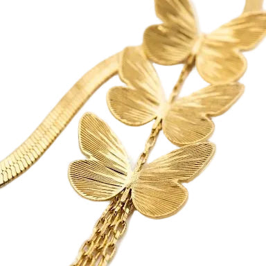 Triple Butterfly Snake Chain Necklace