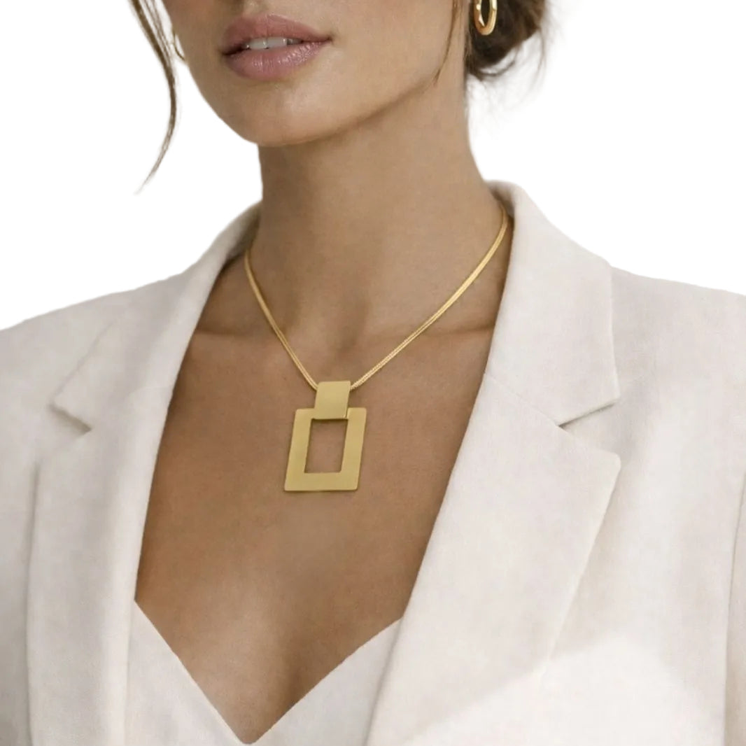 Open Rectangle Snake Chain Necklace