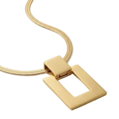 Open Rectangle Snake Chain Necklace