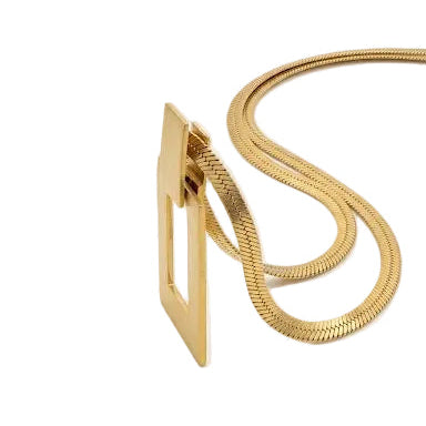 Open Rectangle Snake Chain Necklace
