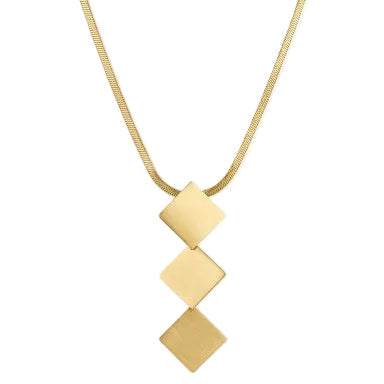 Minimalist Three Square Vertical Drop Necklace
