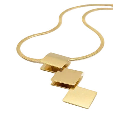 Minimalist Three Square Vertical Drop Necklace