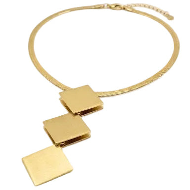 Minimalist Three Square Vertical Drop Necklace