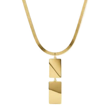 Snake Chain Necklace with Tiered Rectangular