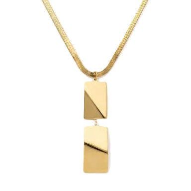 Snake Chain Necklace with Tiered Rectangular
