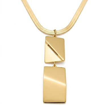 Snake Chain Necklace with Tiered Rectangular