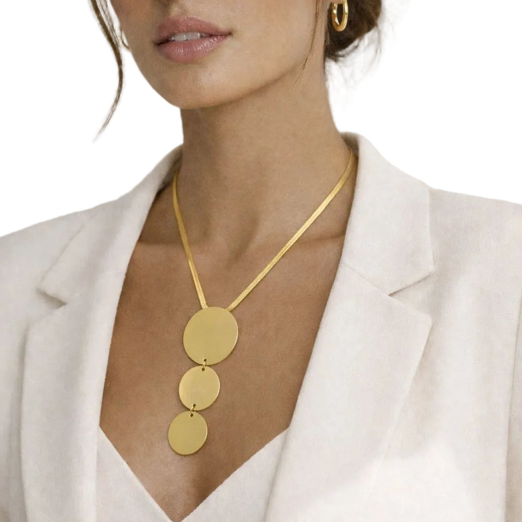 Minimalist 3-Tier Disc Drop Necklace