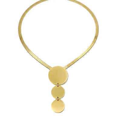 Minimalist 3-Tier Disc Drop Necklace