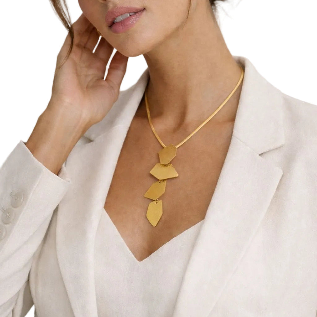Textured Gold Drop Necklace