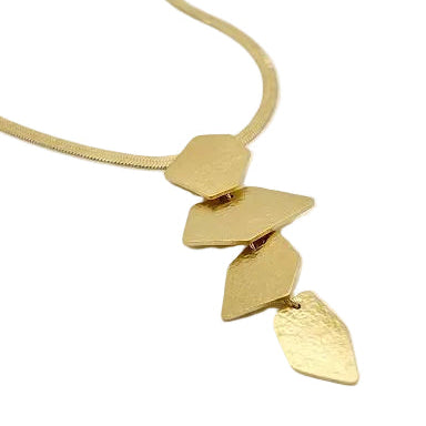Textured Gold Drop Necklace