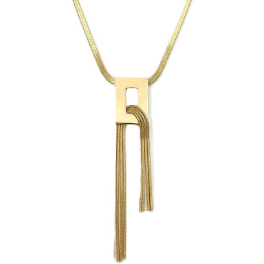 Square Golden Tassel Necklace