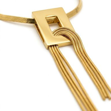 Square Golden Tassel Necklace