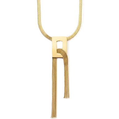 Square Golden Tassel Necklace