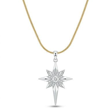 North Star Silver Pendant x Golden Chain