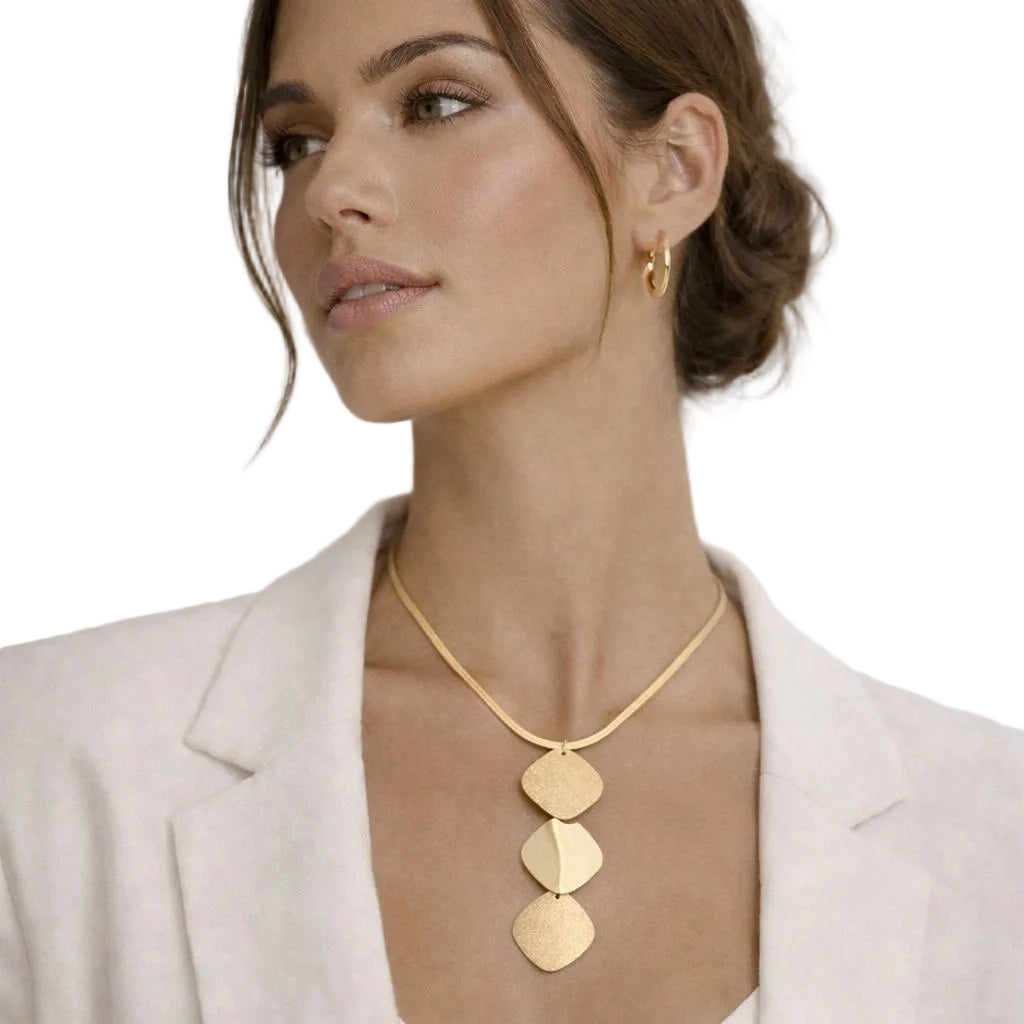 Triple Tiered Square Pendant Necklace