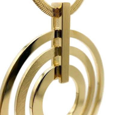 Triple Concentric Ring Pendant Necklace