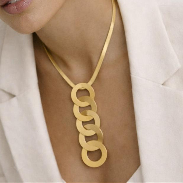 Five-Ring Cascading Pendant Necklace
