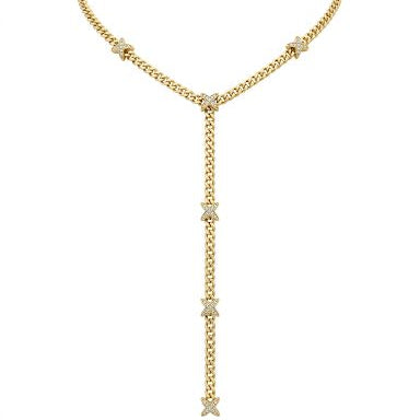 Pave X-Accent Curb Link Y-Necklace