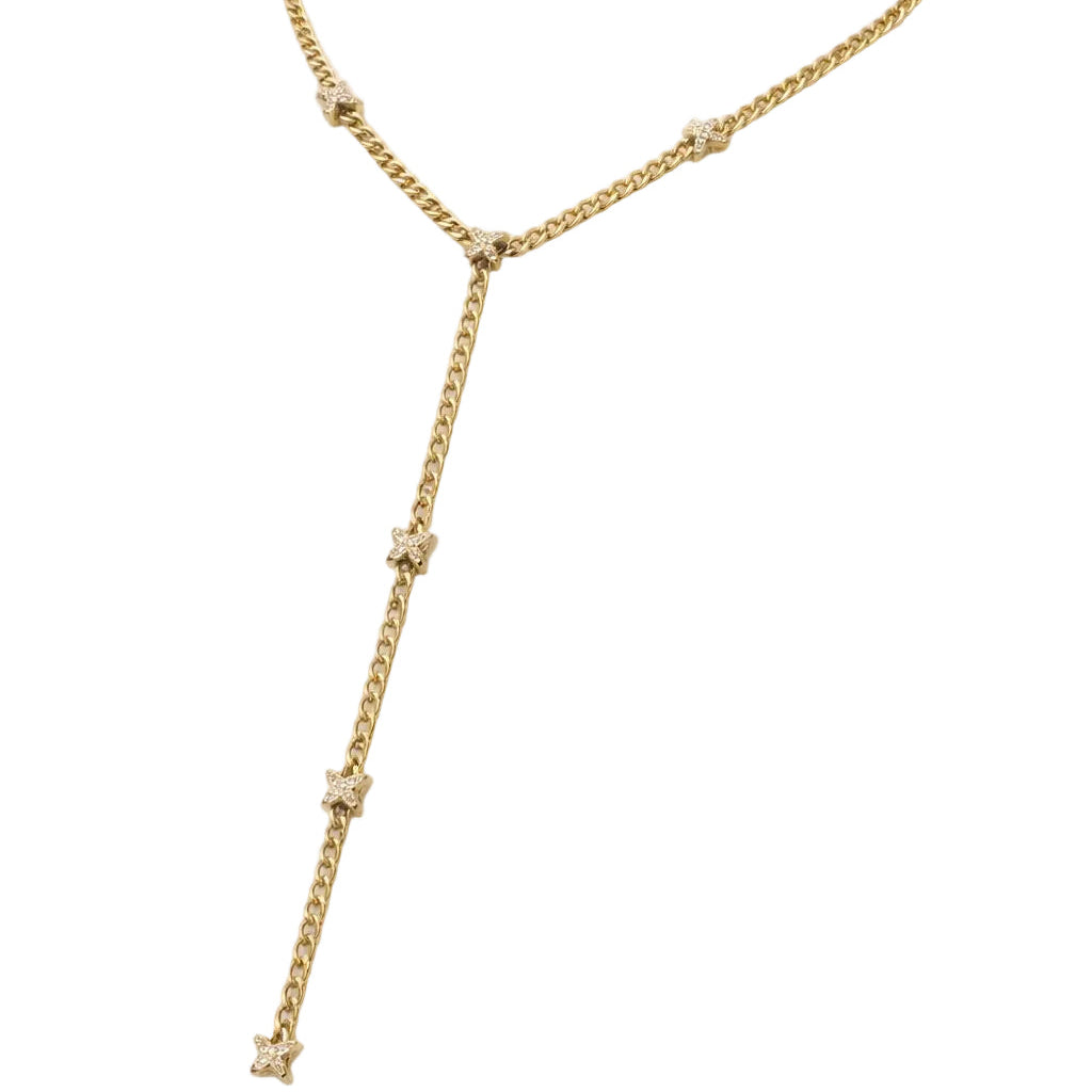 Pave X-Accent Curb Link Y-Necklace