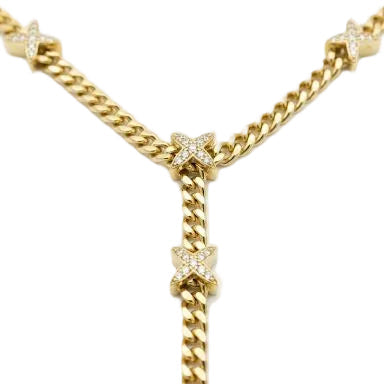 Pave X-Accent Curb Link Y-Necklace