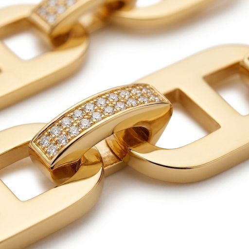 Gold Pavé Link Dangle Earrings