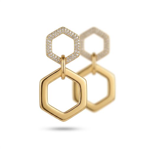 Double Hexagon Geometric Drop Earrings