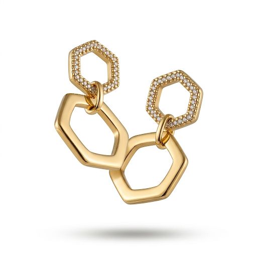 Double Hexagon Geometric Drop Earrings