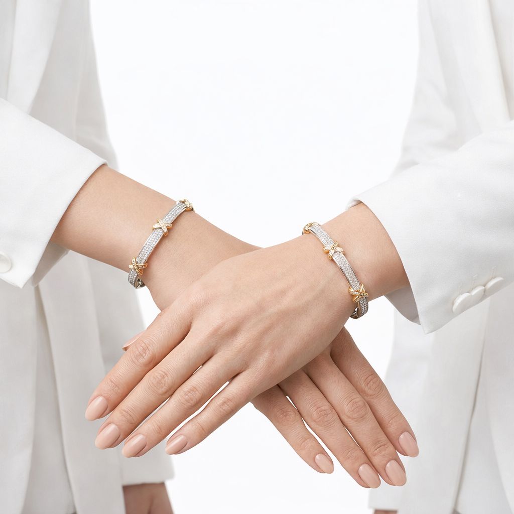 Pavé Crystal "X" Mixed Bangle