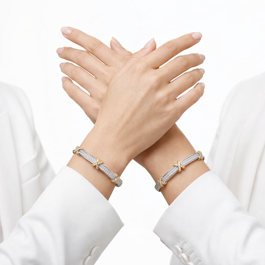 Pavé Crystal "X" Mixed Bangle