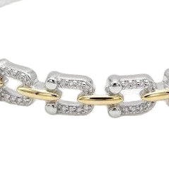 Sophisticated Mixed-Metal Pave Link Bangle