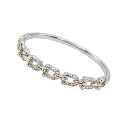 Sophisticated Mixed-Metal Pave Link Bangle