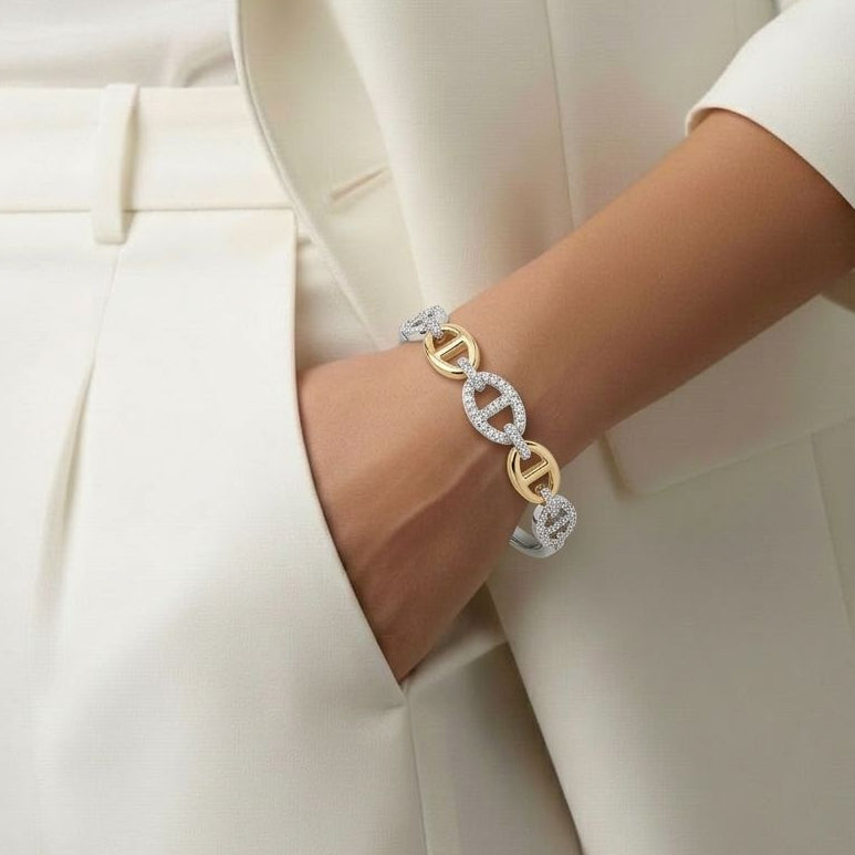 Crystal Anchor Mixed Bangle