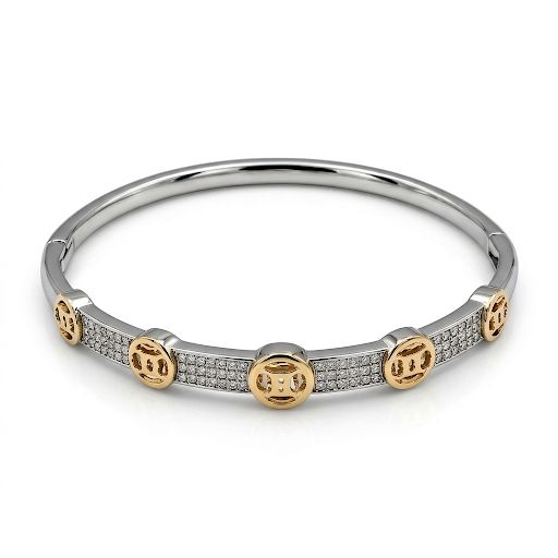 Elegant Two-Tone Medallion Bangle