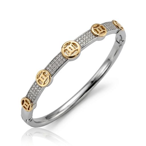 Elegant Two-Tone Medallion Bangle