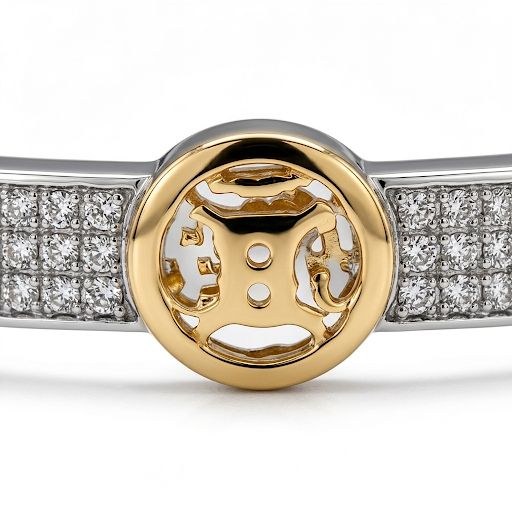 Elegant Two-Tone Medallion Bangle