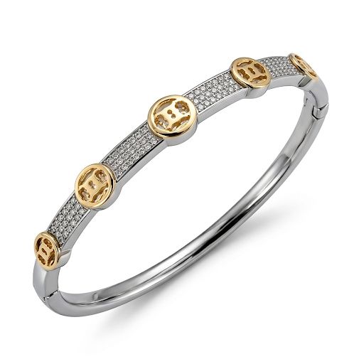 Elegant Two-Tone Medallion Bangle