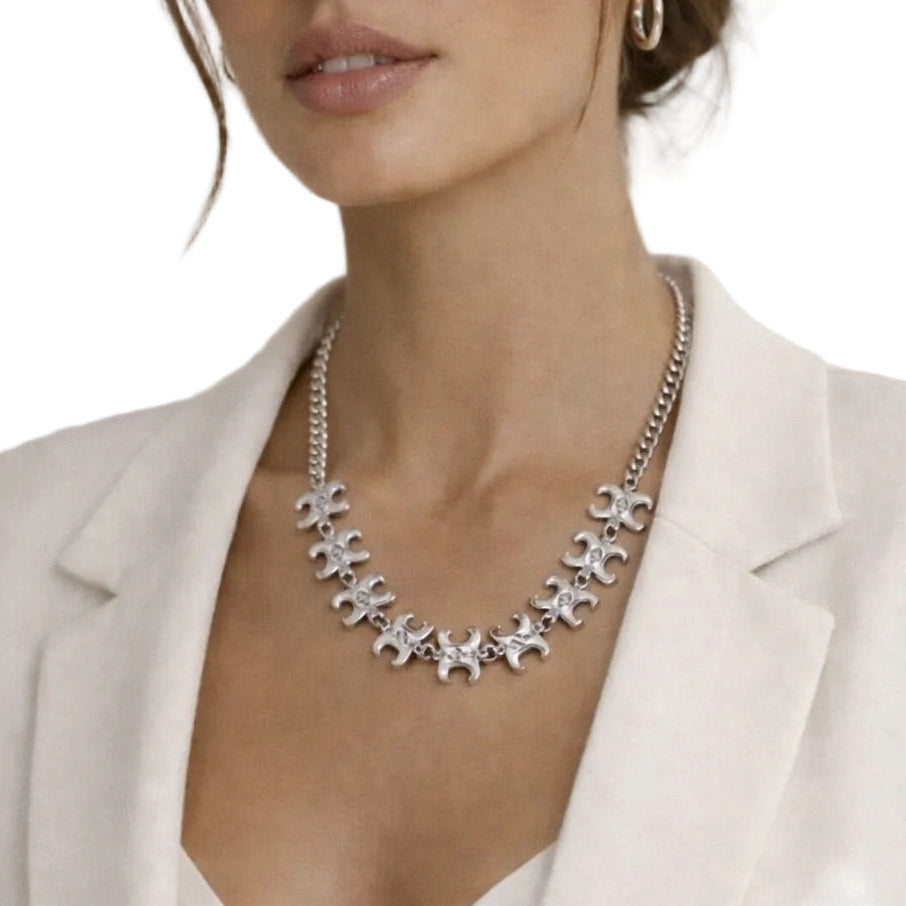 Silver Vintage-Inspired Filigree Link Necklace