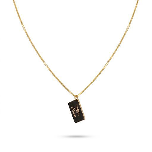 Love Black Rectangular Charm Necklace