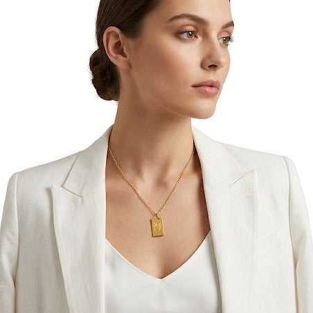 Love Gold Rectangular Charm Necklace