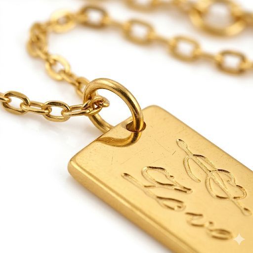 Love Gold Rectangular Charm Necklace