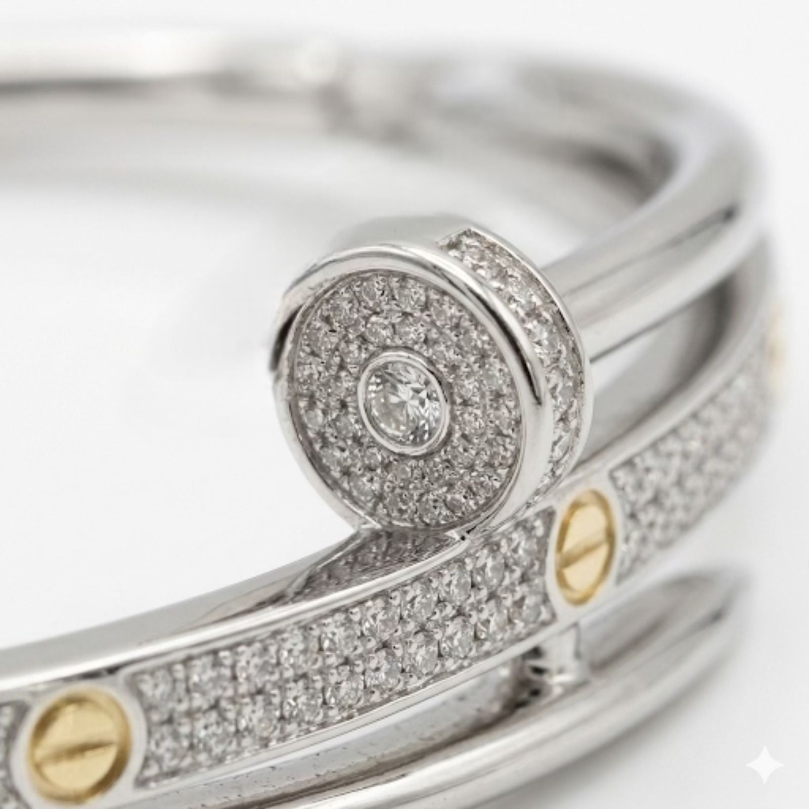 Two-Tone Pave Nail Bangle