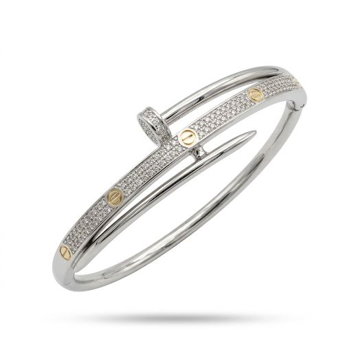 Two-Tone Pave Nail Bangle