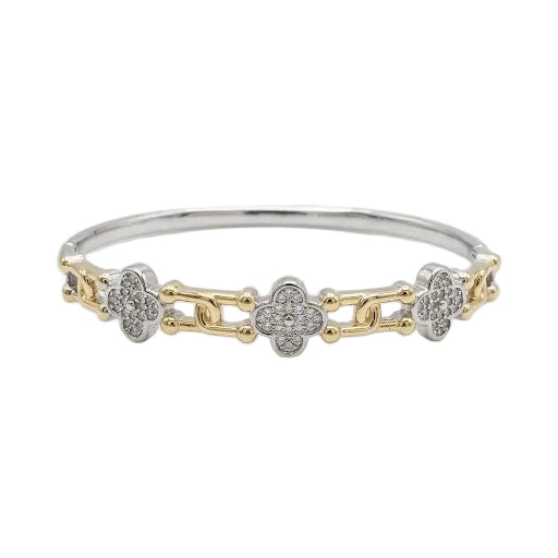 Luxury Pavé Clover Link Mixed Bangle