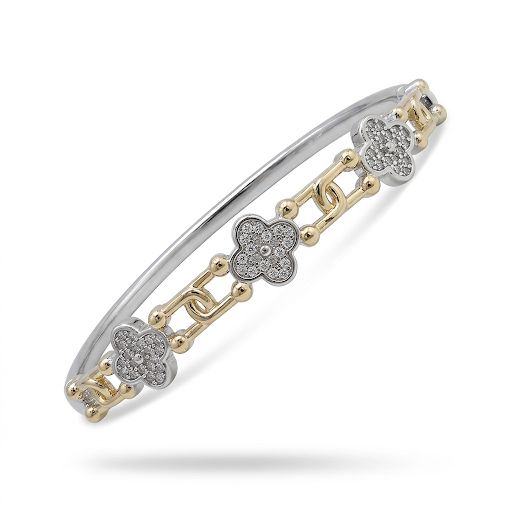 Luxury Pavé Clover Link Mixed Bangle