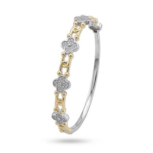Luxury Pavé Clover Link Mixed Bangle
