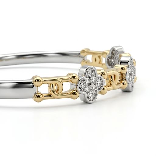 Luxury Pavé Clover Link Mixed Bangle